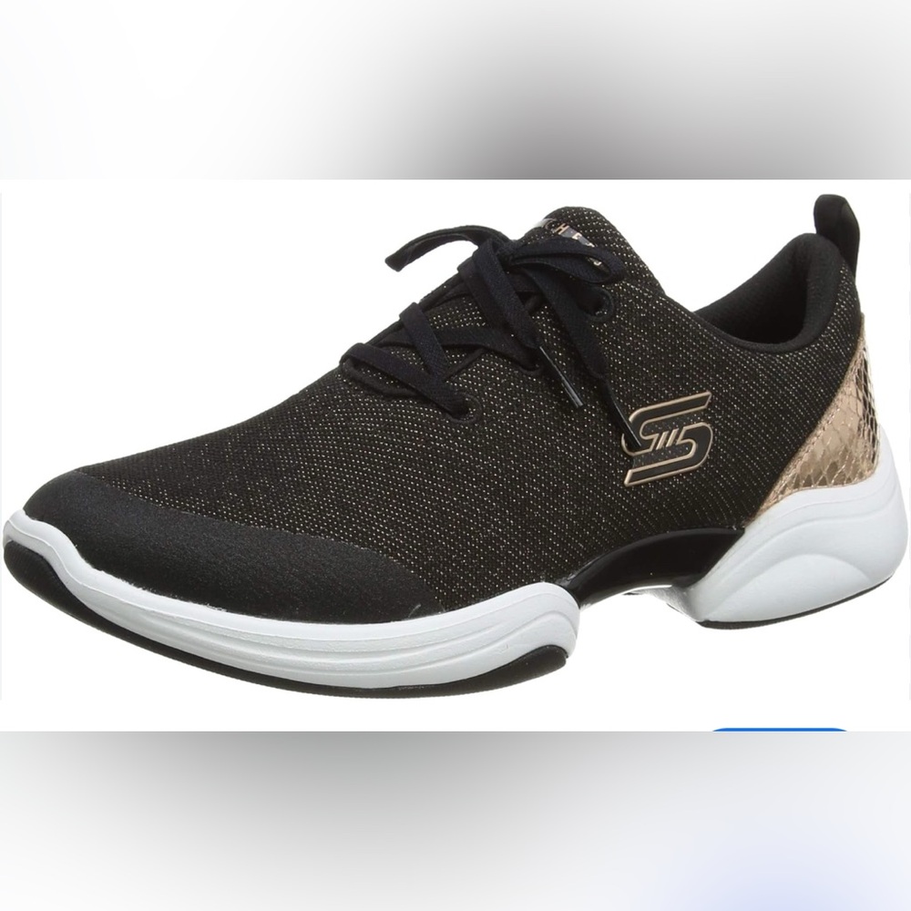Sketchers sketch lab air cooled rose gold and black sneakers
